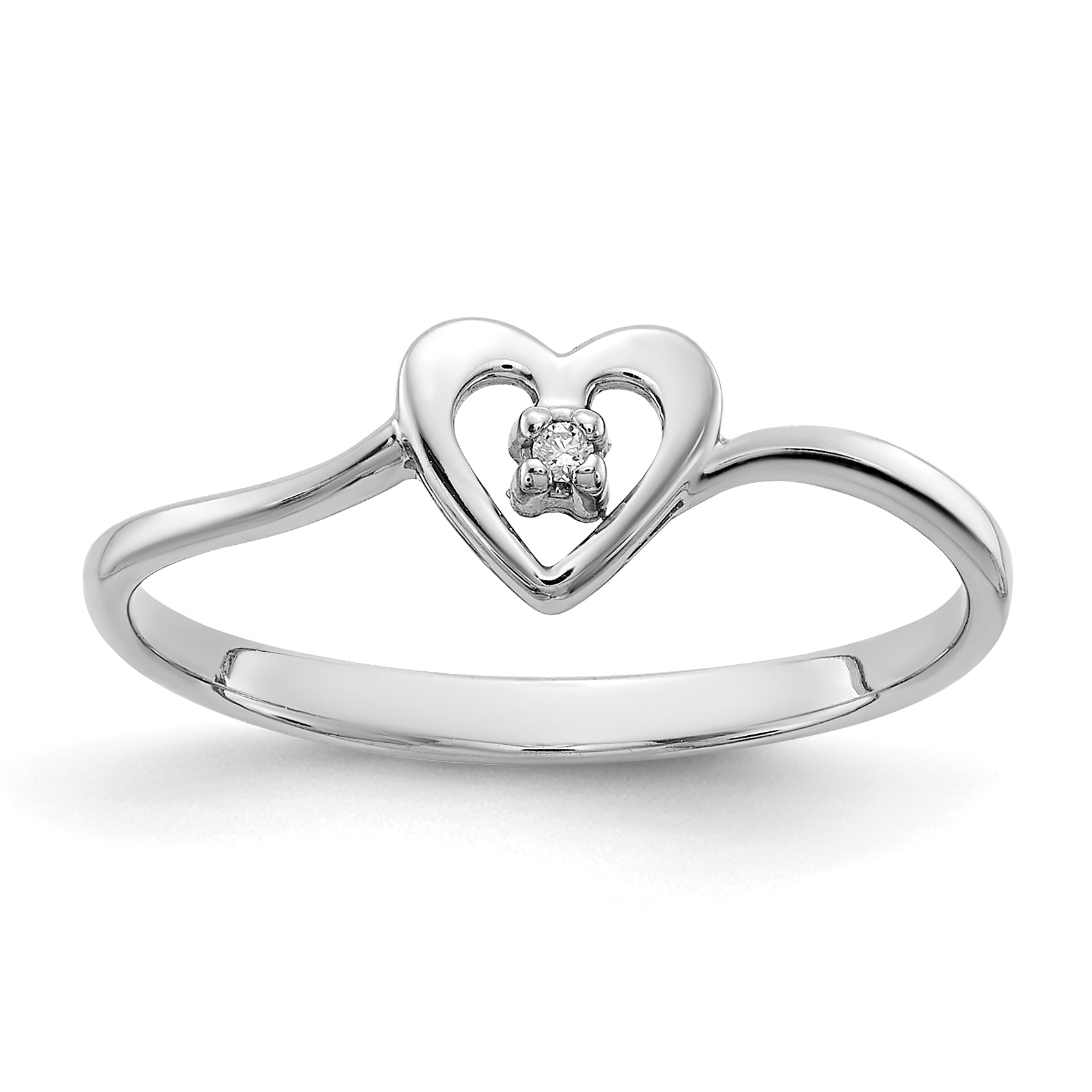 14k White Gold AA Diamond heart ring