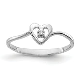 14k White Gold AA Diamond heart ring