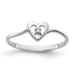 14k White Gold AA Diamond heart ring