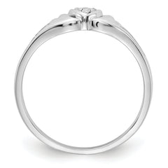 14k White Gold AA Diamond Heart Ring