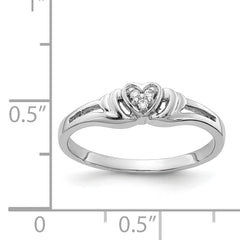 14k White Gold AA Diamond Heart Ring