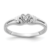 14k White Gold AA Diamond Heart Ring