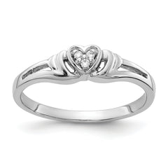 14k White Gold AA Diamond Heart Ring