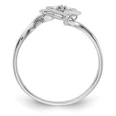14k White Gold AA Diamond Heart Ring