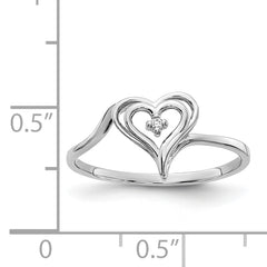 14k White Gold AA Diamond Heart Ring
