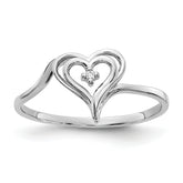 14k White Gold AA Diamond Heart Ring