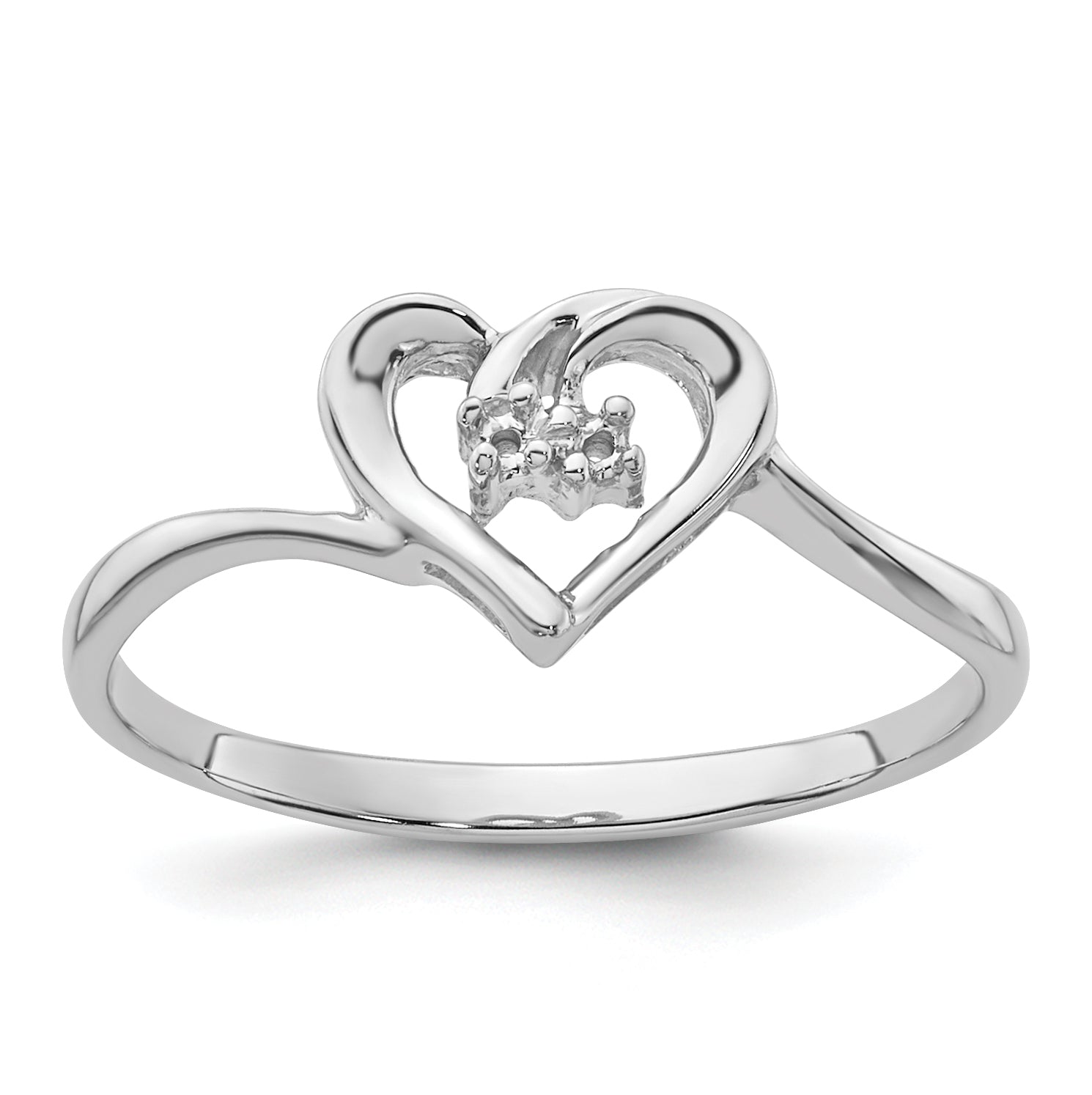 14k White Gold .02ct. Diamond Heart Ring Mounting (No Stone Included)