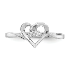 14k White Gold AA Diamond heart ring
