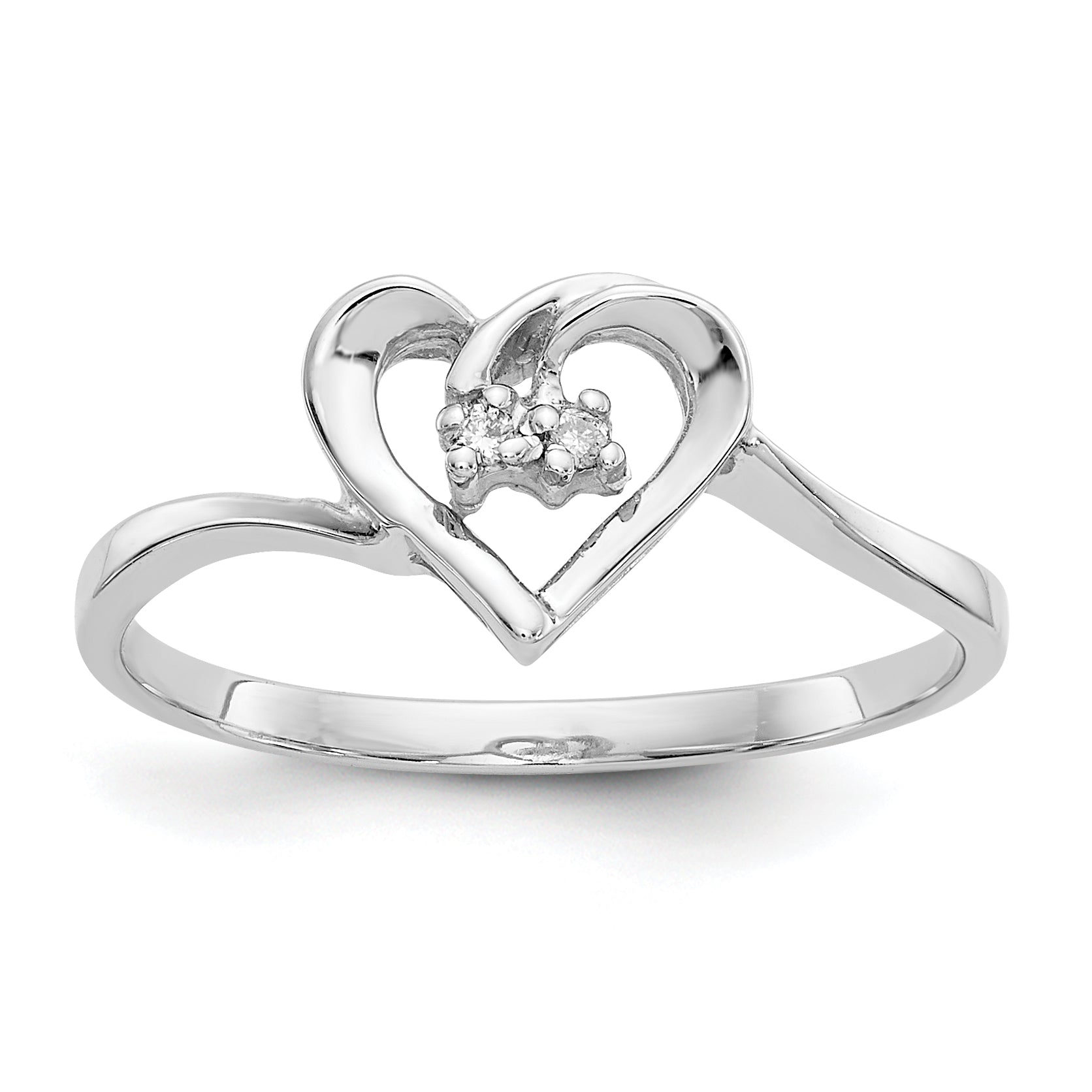 14k White Gold AA Diamond heart ring