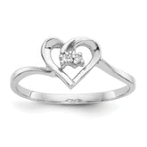 14k White Gold AA Diamond heart ring