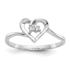 14k White Gold AA Diamond heart ring