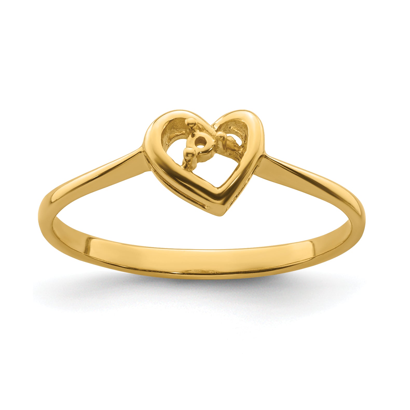 14k .02ct. Diamond Heart Ring Mounting (No Stone Included)