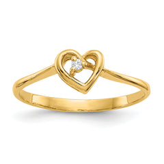 14k AA Diamond heart ring