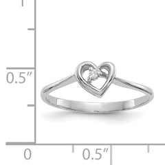 14k White Gold AA Diamond heart ring