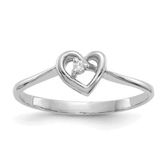 14k White Gold AA Diamond heart ring