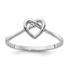 14k White Gold .02ct. Diamond Heart Ring Mounting (No Stone Included)