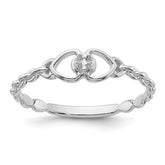 14k White Gold .01ct. Diamond Heart Ring Mounting (No Stone Included)
