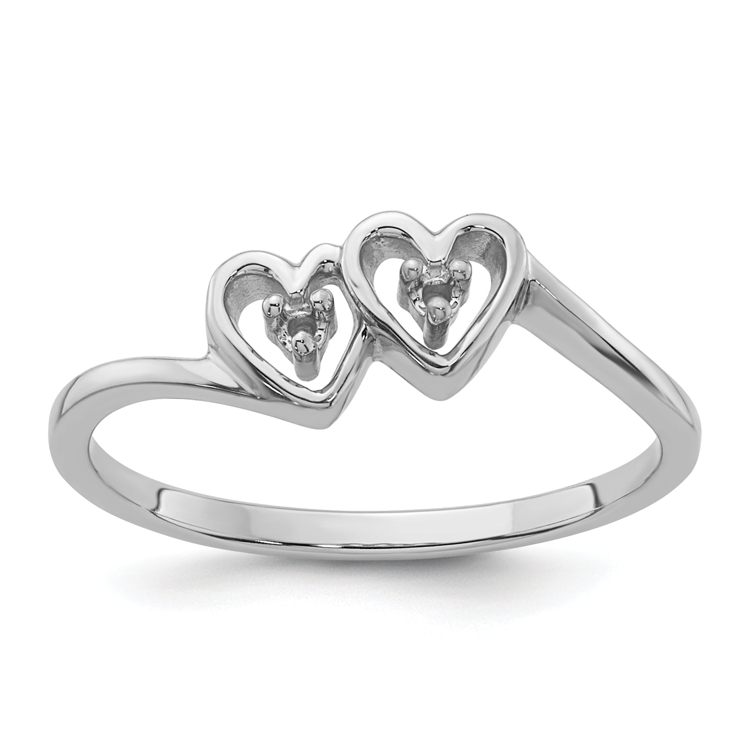 14k White Gold .02ct. Diamond Heart Ring Mounting (No Stone Included)