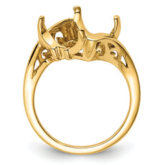 14k 10x8mm Emerald-cut Gemstone Ring Mounting (No Stone Included)