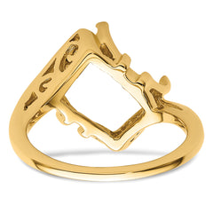 14k 10x8mm Emerald-cut Gemstone Ring Mounting (No Stone Included)