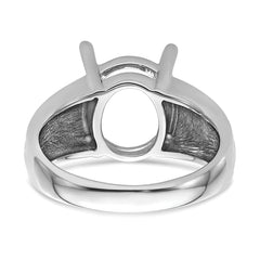 14k White Gold 12x10mm Oval Gemstone Ring Mounting (No Stone Included)