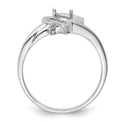 14k White Gold Diamond / 6x4mm Pear Gemstone Ring Mounting (No Stone Included)