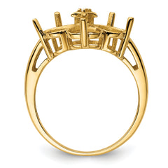 14k Diamond / Five 6mm Heart Gemstone Ring Mounting (No Stone Included)