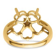 14k Diamond / Five 6mm Heart Gemstone Ring Mounting (No Stone Included)