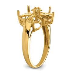 14k Diamond / Five 6mm Heart Gemstone Ring Mounting (No Stone Included)