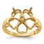 14k Diamond / Five 6mm Heart Gemstone Ring Mounting (No Stone Included)