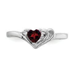 14k White Gold Diamond/4mm Heart Gemstone Ring Mounting (No Stone Included)