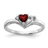 14k White Gold Diamond/4mm Heart Gemstone Ring Mounting (No Stone Included)