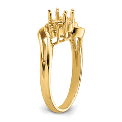 14k Diamond / Two 6x4 Oval Gemstone Ring Mounting (No Stone Included)