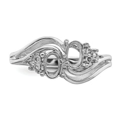 14k White Gold Diamond / Two 6x4 Oval Gemstone Ring Mounting (No Stone Included)