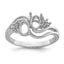 14k White Gold Diamond / Two 6x4 Oval Gemstone Ring Mounting (No Stone Included)