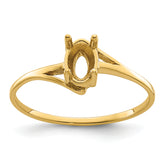 14k 6x4mm Oval Gemstone Ring Mounting (No Stone Included)