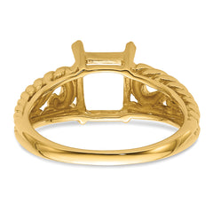 14k 8x6mm Emerald-cut Gemstone Ring Mounting (No Stone Included)