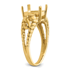 14k 8x6mm Emerald-cut Gemstone Ring Mounting (No Stone Included)