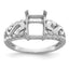 14k White Gold 8x6mm Emerald-cut Gemstone Ring Mounting (No Stone Included)