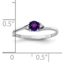 14k White Gold 4mm Amethyst & AA Diamond Ring