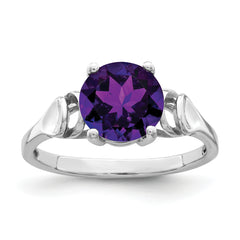 14k White Gold 8mm Round Gemstone Ring Mounting (No Stone Included)
