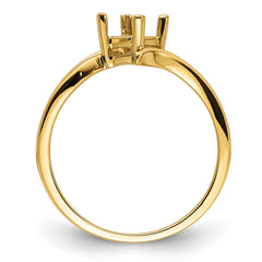 14k 4mm Princess Gemstone Ring Mounting (No Stone Included)