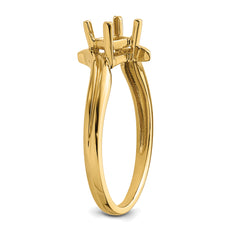 14k 4mm Princess Gemstone Ring Mounting (No Stone Included)