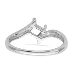 14k White Gold 4mm Princess Gemstone Ring Mounting (No Stone Included)