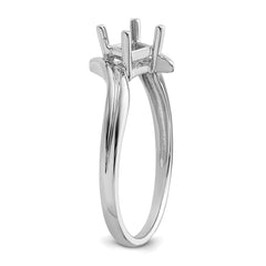 14k White Gold 4mm Princess Gemstone Ring Mounting (No Stone Included)