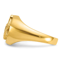 14k Men's Polished and Textured AA Quality Diamond Masonic Ring