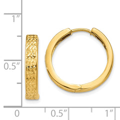 14K Yellow Gold Diamond-Cut Hinged Hoop Earrings, 15mm x 3.5mm