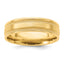 14k Yellow Gold 6mm Heavyweight Comfort Fit Brushed Satin/Polished Milgrain Grooved Edge Wedding Band