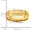 14k Yellow Gold 6mm Standard Weight Comfort Fit Brushed Satin/Polished Grooved Edge Wedding Band