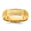 14k 6mm Standard Weight Comfort Fit Satin and Polished Grooved Edge Wedding Band